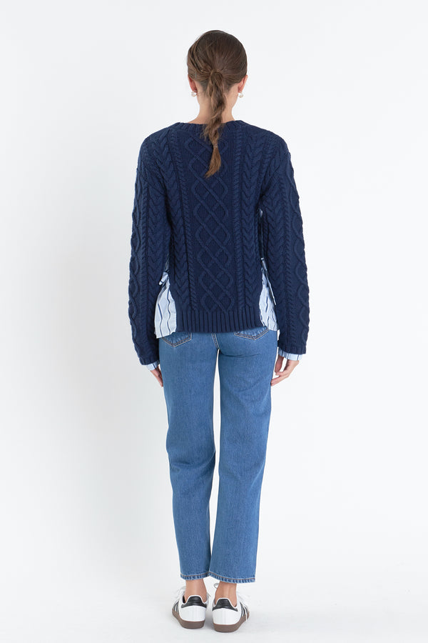 English Factory Mix Media Top NAVY