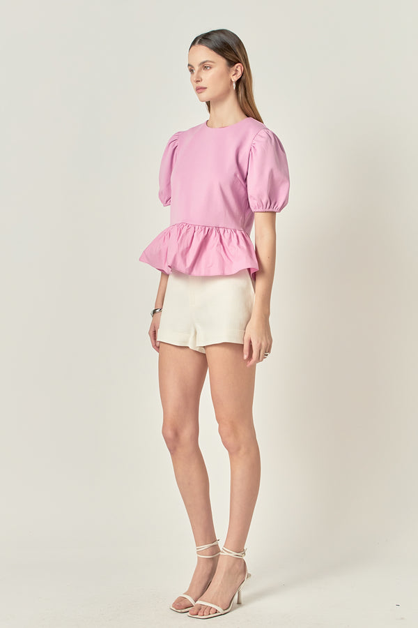 English Factory Mixed Media Bubble Top LAVENDER