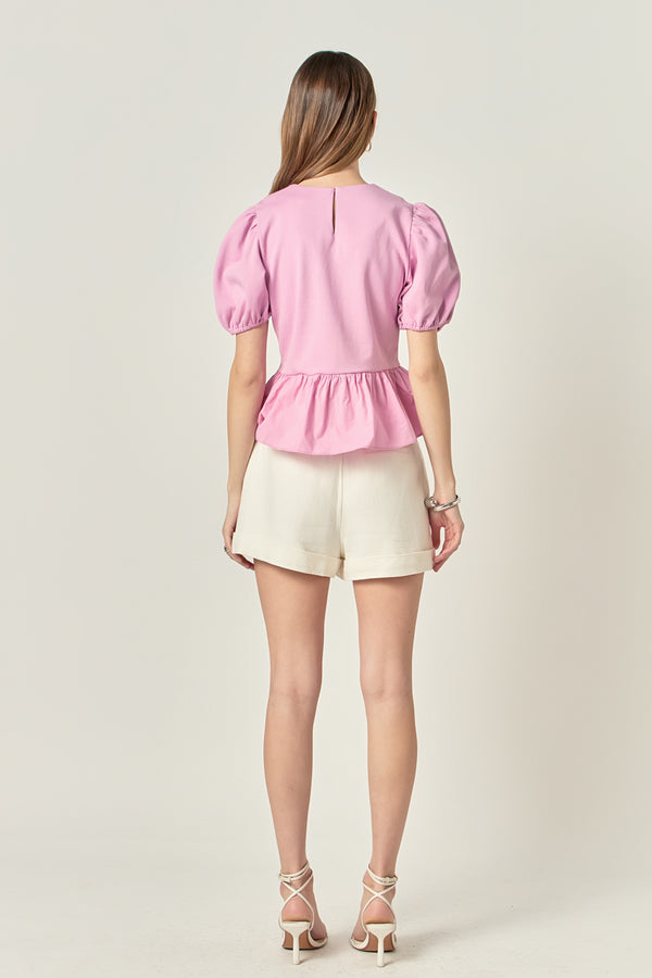 English Factory Mixed Media Bubble Top LAVENDER