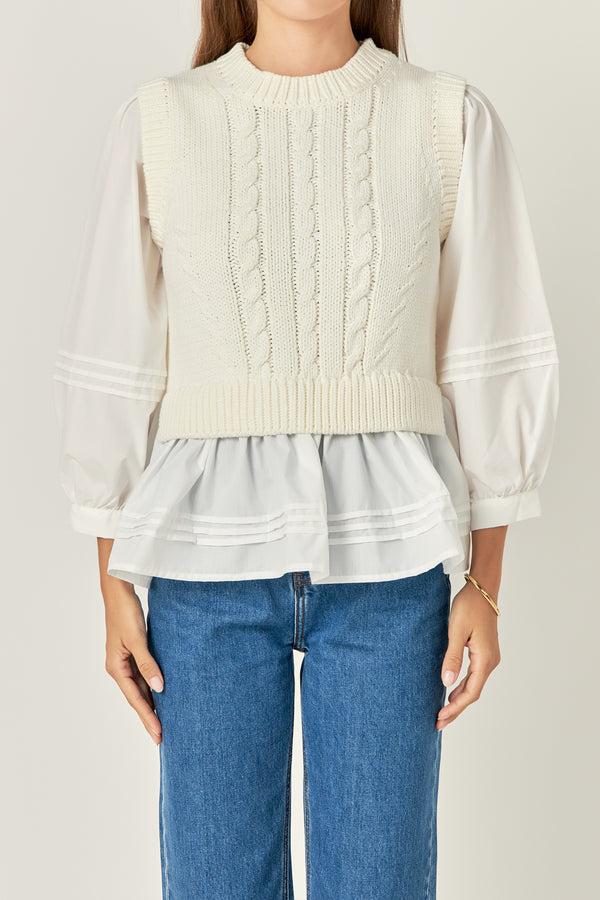 English Factory Mixed Media Cable Top OFF WHITE