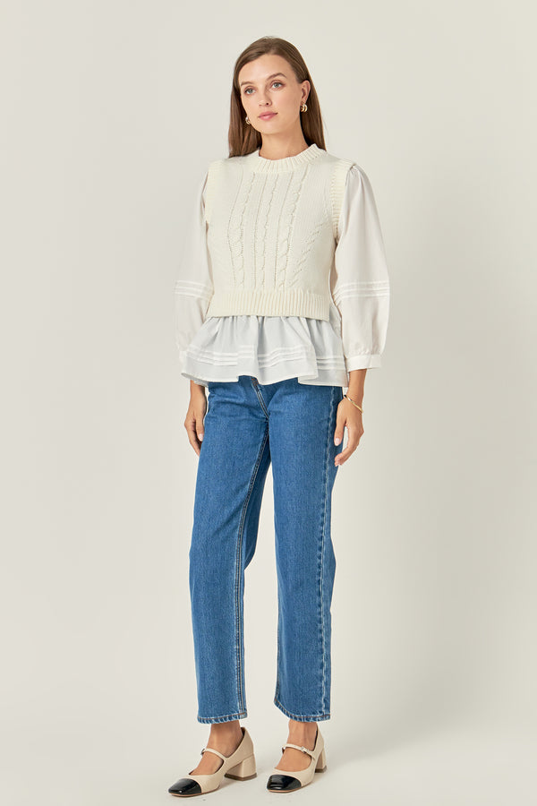 English Factory Mixed Media Cable Top OFF WHITE