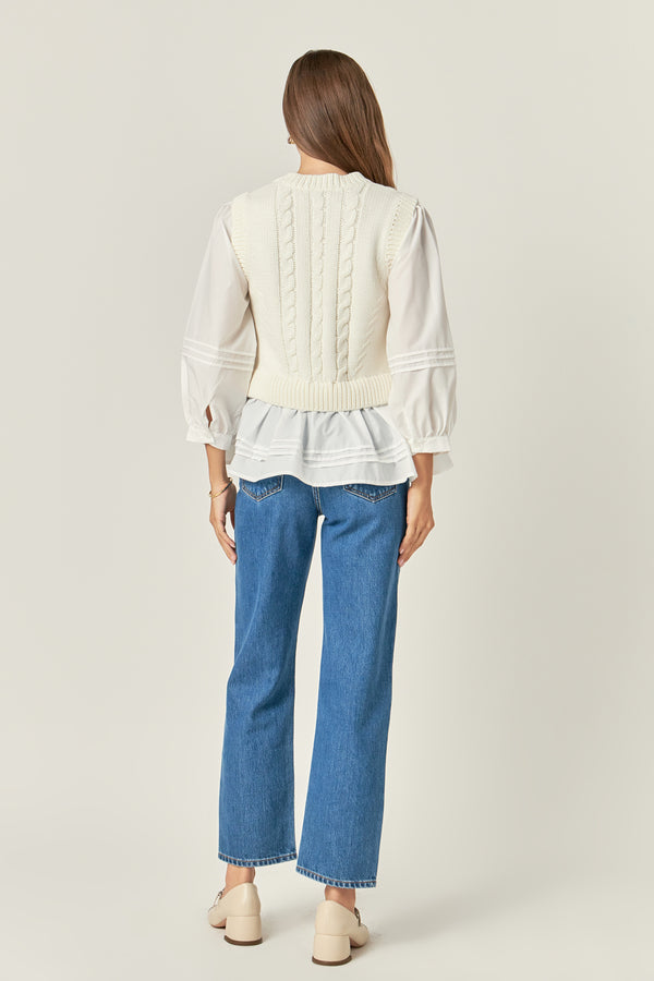 English Factory Mixed Media Cable Top OFF WHITE