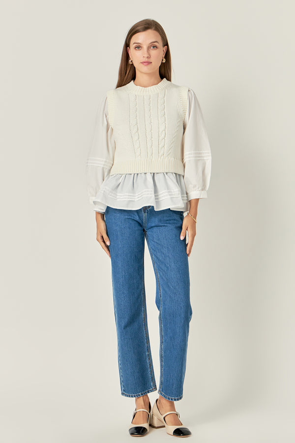 english factory Mixed Media Cable Top OFF WHITE