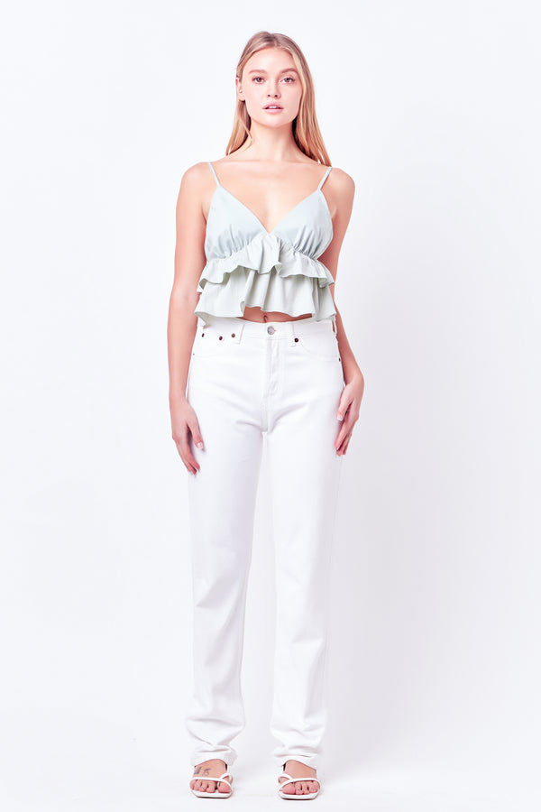 english factory Mixed Media Cami Top SAGE