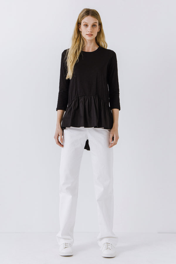 english factory Mixed Media High and Low Top BLACK