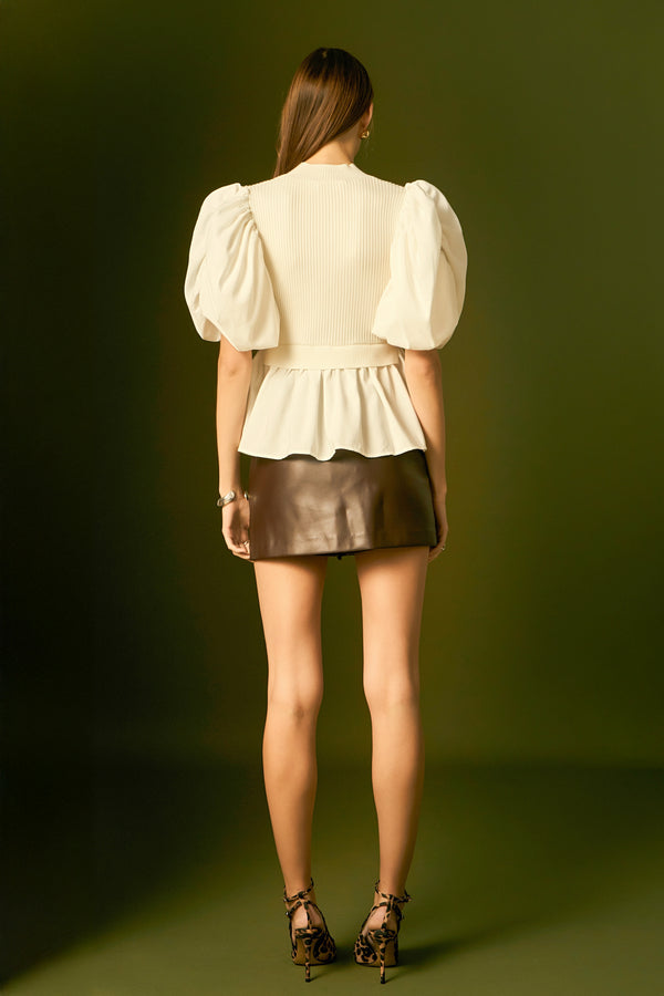 English Factory Mixed Media Knit Top IVORY