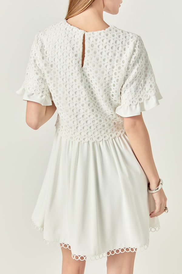 English Factory Mixed Media Lace Dress WHITE