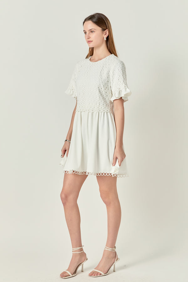 English Factory Mixed Media Lace Dress WHITE