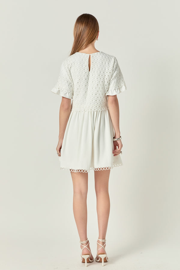 English Factory Mixed Media Lace Dress WHITE