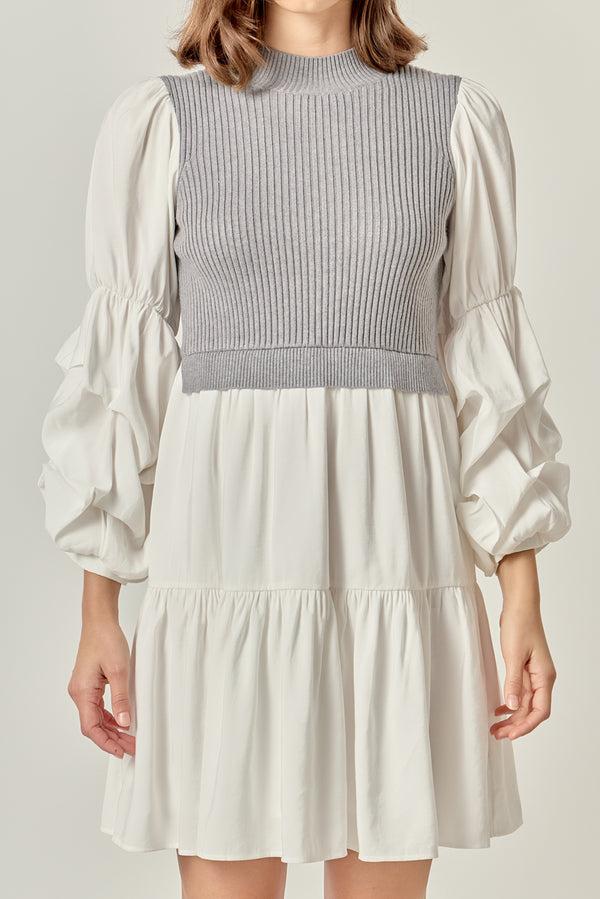 English Factory Mixed Media Mini Dress IVORY/WHITE