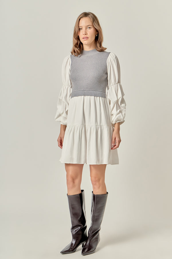 English Factory Mixed Media Mini Dress IVORY/WHITE