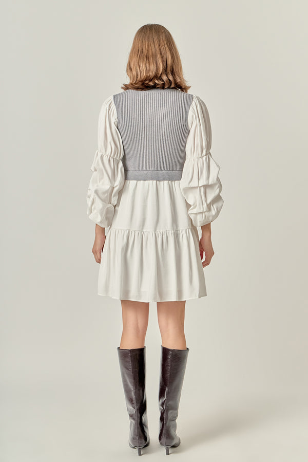 English Factory Mixed Media Mini Dress IVORY/WHITE