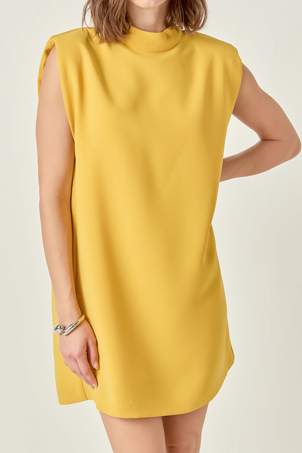 English Factory Mock Neck Shift Dress YELLOW