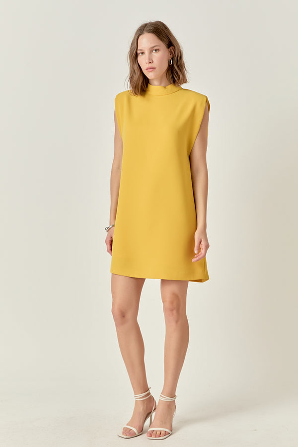 English Factory Mock Neck Shift Dress YELLOW