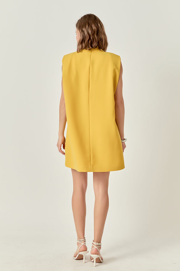 English Factory Mock Neck Shift Dress YELLOW