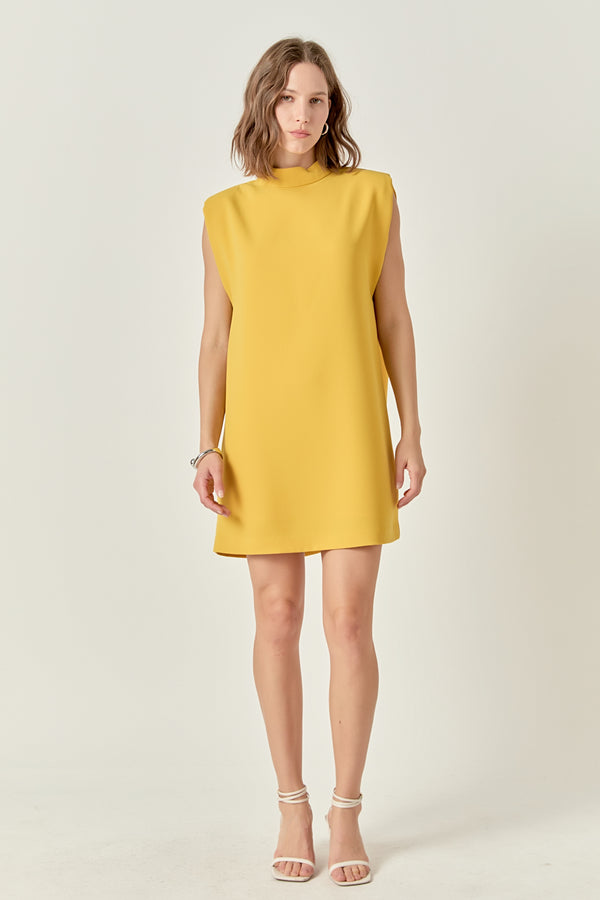 english factory Mock Neck Shift Dress YELLOW
