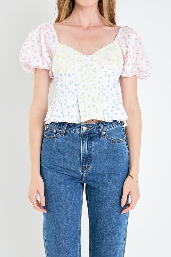English Factory Multi Floral Print Top MULTI