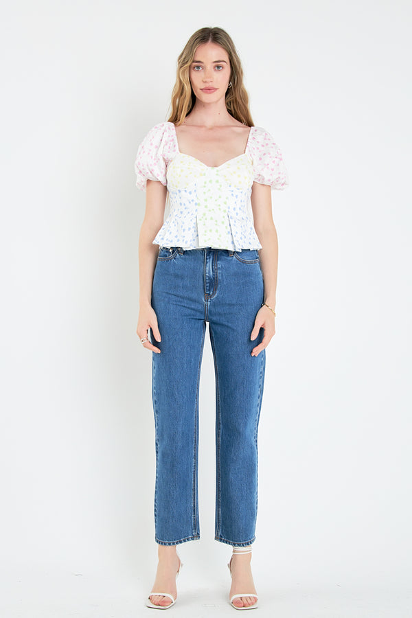 english factory Multi Floral Print Top MULTI