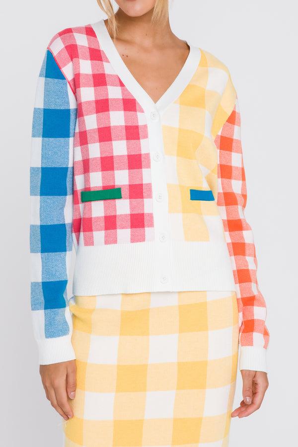English Factory Multi Gingham Cardigan MULTI