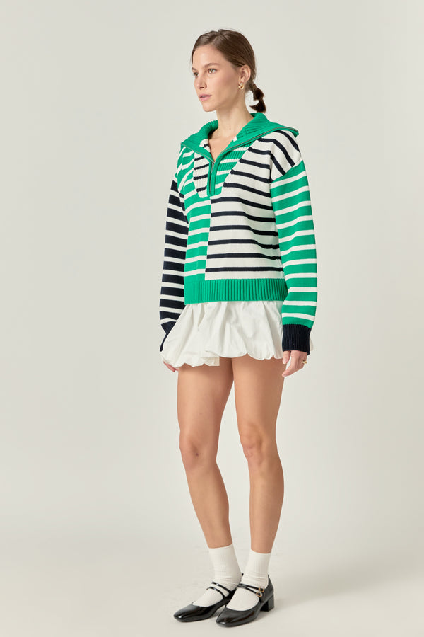 English Factory Multi Stripe Knit GREEN/NAVY