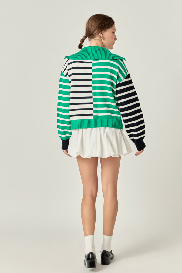 English Factory Multi Stripe Knit GREEN/NAVY