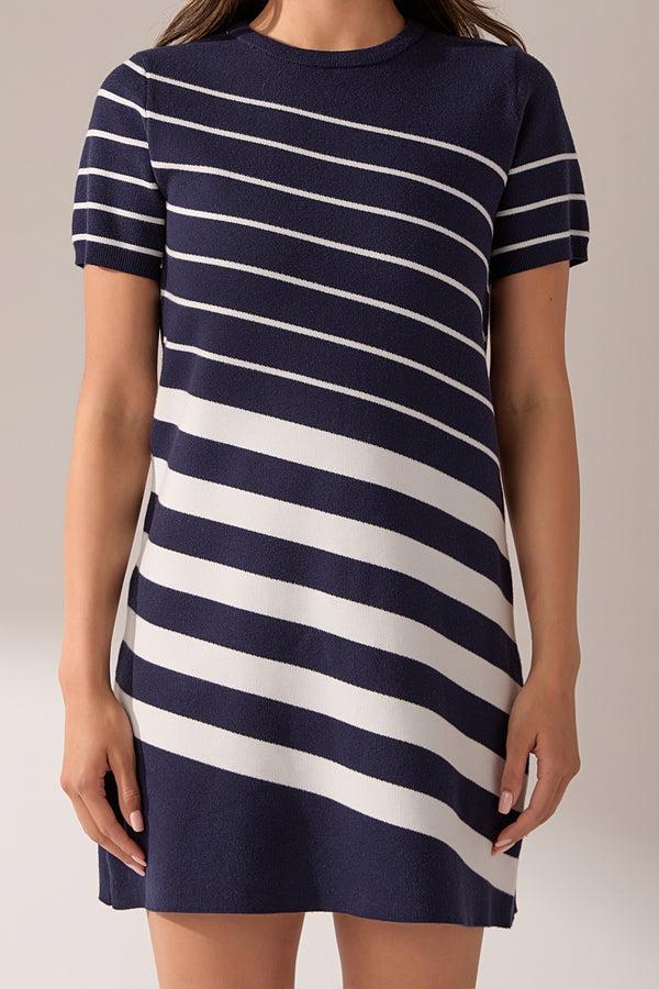 English Factory Multi Stripe Mini Dress NAVY/CREAM
