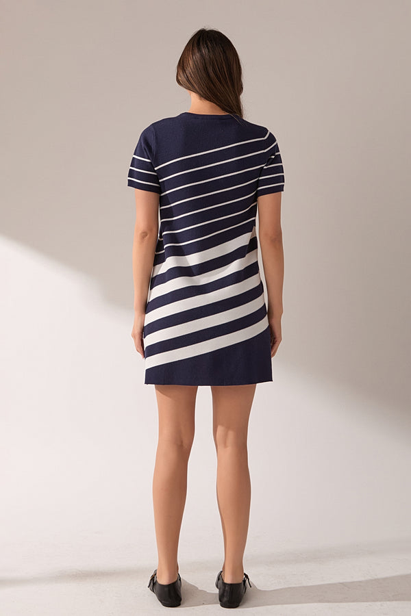 English Factory Multi Stripe Mini Dress NAVY/CREAM