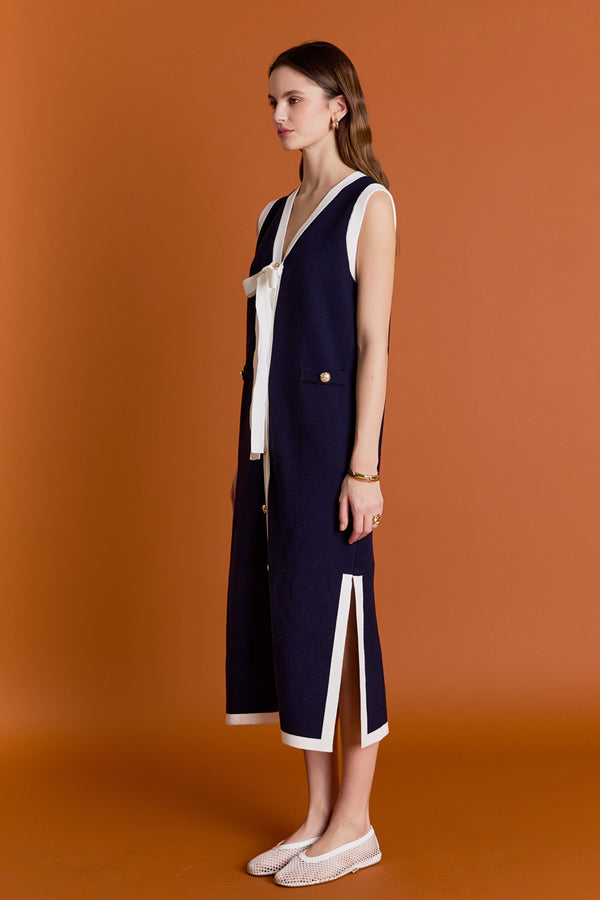 English Factory Nicole Knit Midi Dress NAVY/WHITE