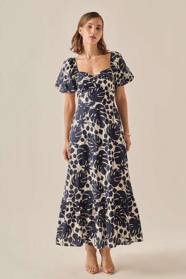 english factory Noir Flora Dress NAVY/WHITE