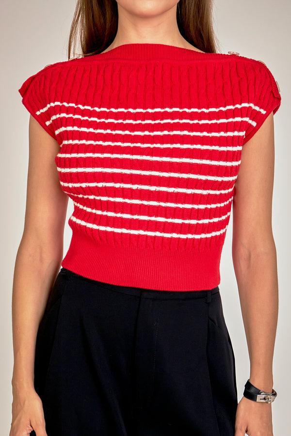 English Factory Off Shoulder Top RED/WHITE