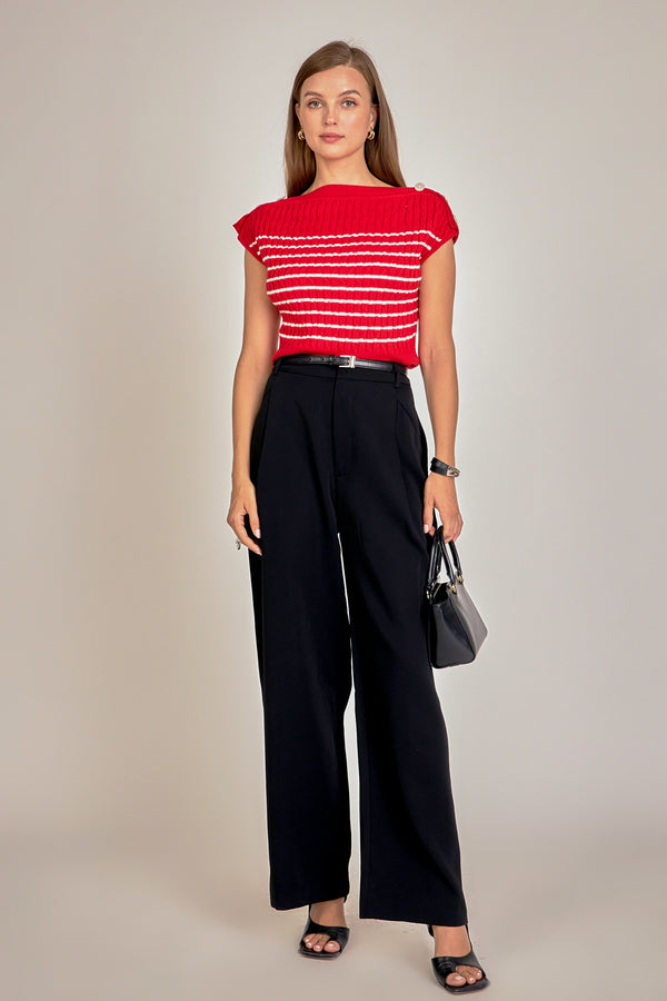 english factory Off Shoulder Top RED/WHITE