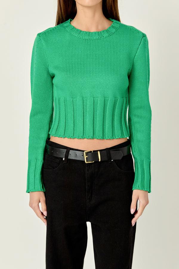 English Factory Open Back Cropped Sweater GREEN