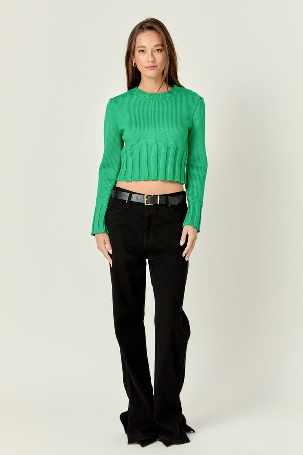 english factory Open Back Cropped Sweater GREEN