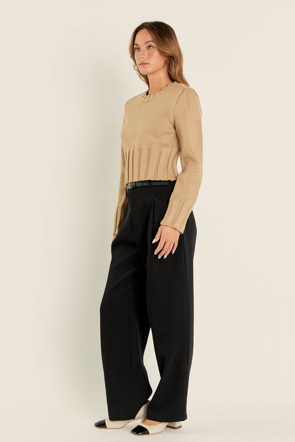 English Factory Open Back Cropped Sweater TAUPE