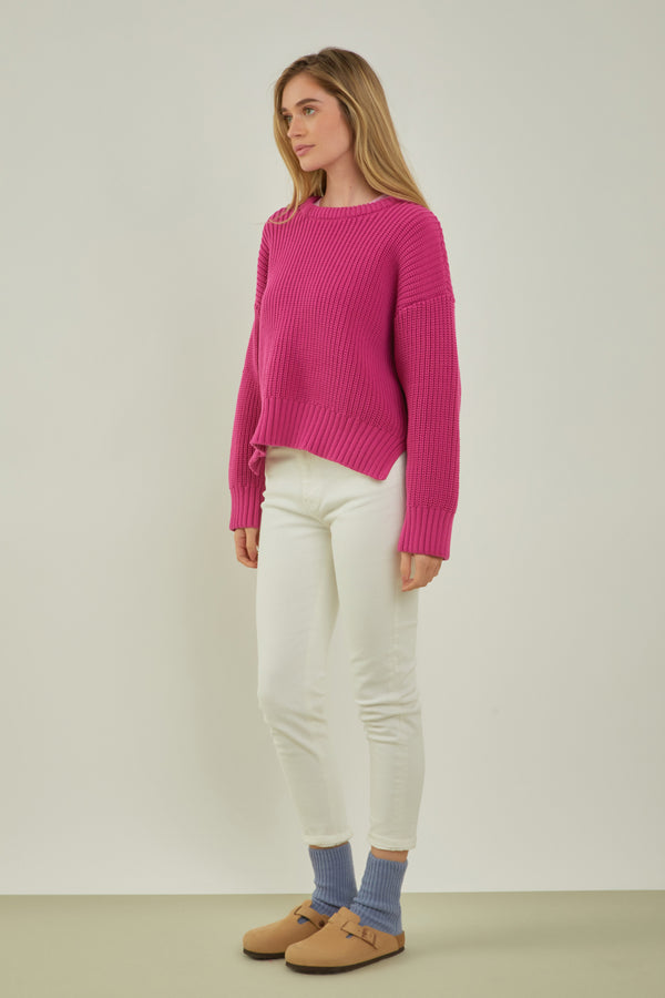 English Factory Oversize Ribbed Sweater MAGENTA
