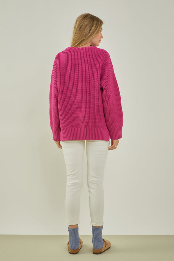 English Factory Oversize Ribbed Sweater MAGENTA