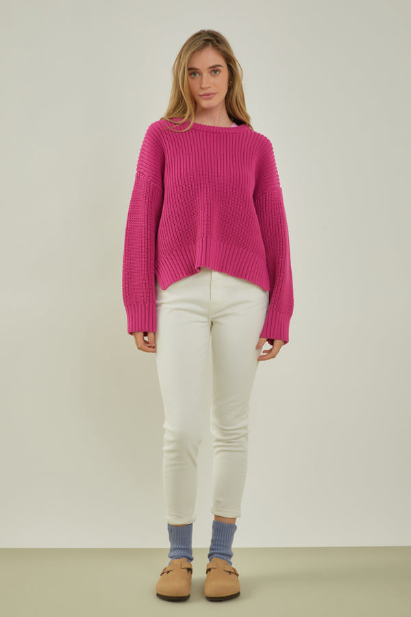 english factory Oversize Ribbed Sweater MAGENTA