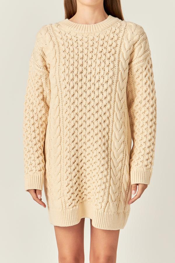 English Factory Oversized Cable Knit Dress CREAM