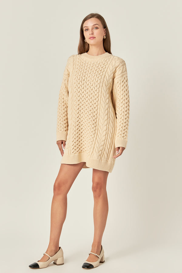 English Factory Oversized Cable Knit Dress CREAM