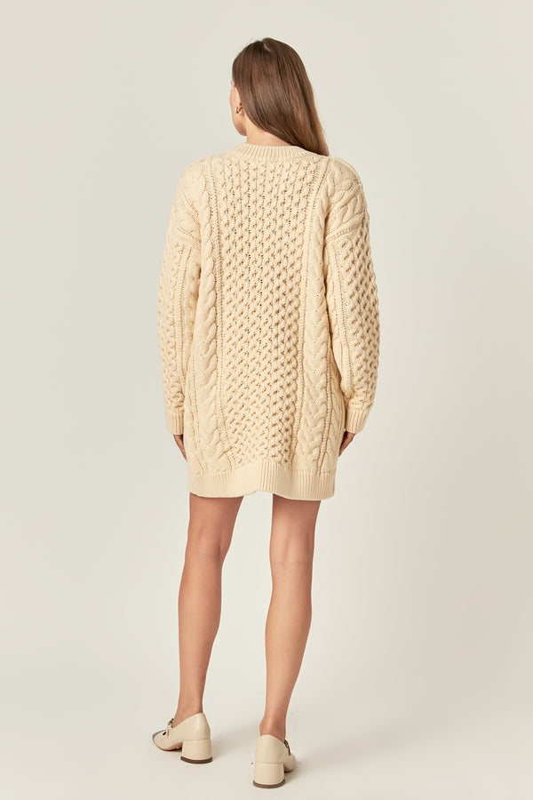 English Factory Oversized Cable Knit Dress CREAM