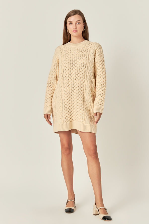 english factory Oversized Cable Knit Dress CREAM