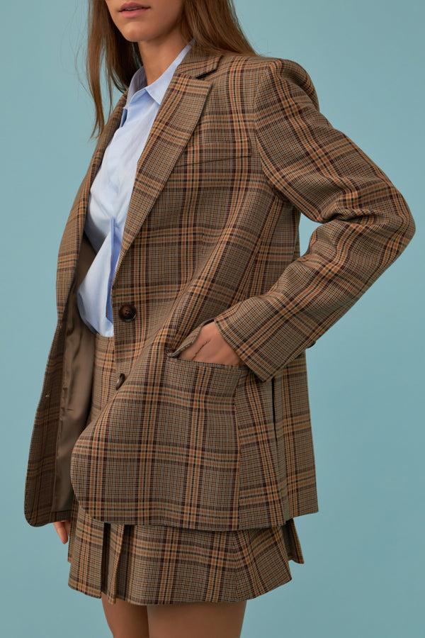 English Factory Oversized Check Blazer BROWN