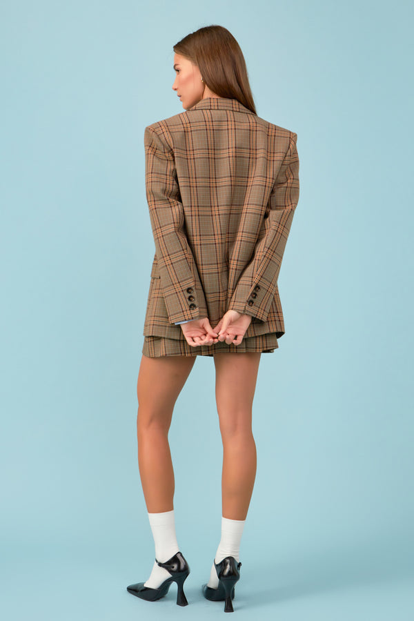 English Factory Oversized Check Blazer BROWN