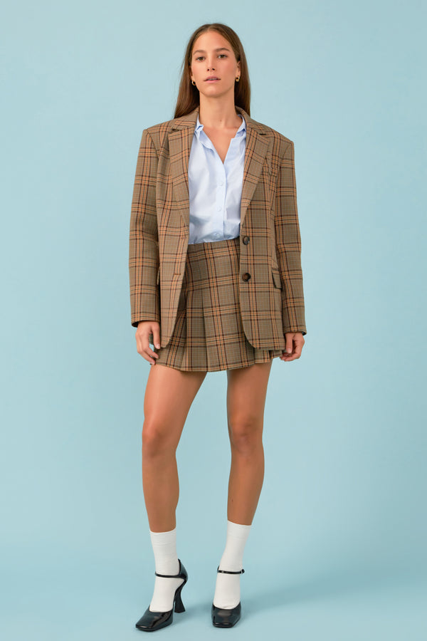 english factory Oversized Check Blazer BROWN