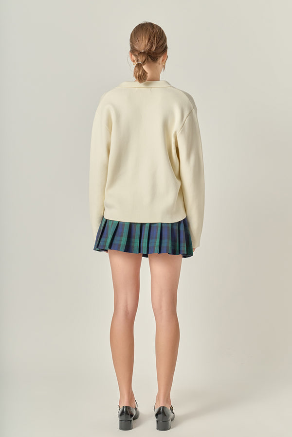English Factory Oversized Collar Knit Top CREAM