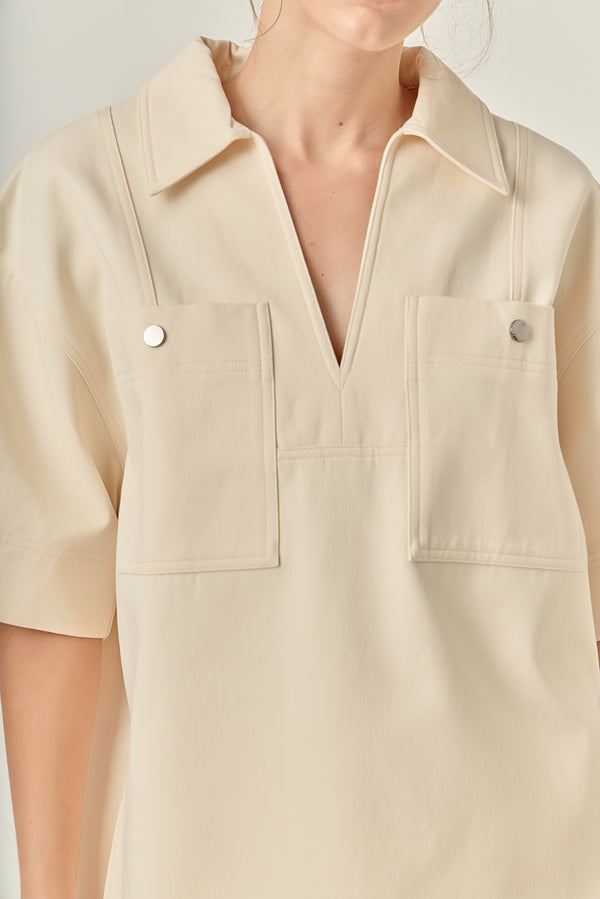 English Factory Oversized Collar Top CREAM