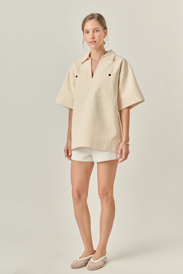 English Factory Oversized Collar Top CREAM