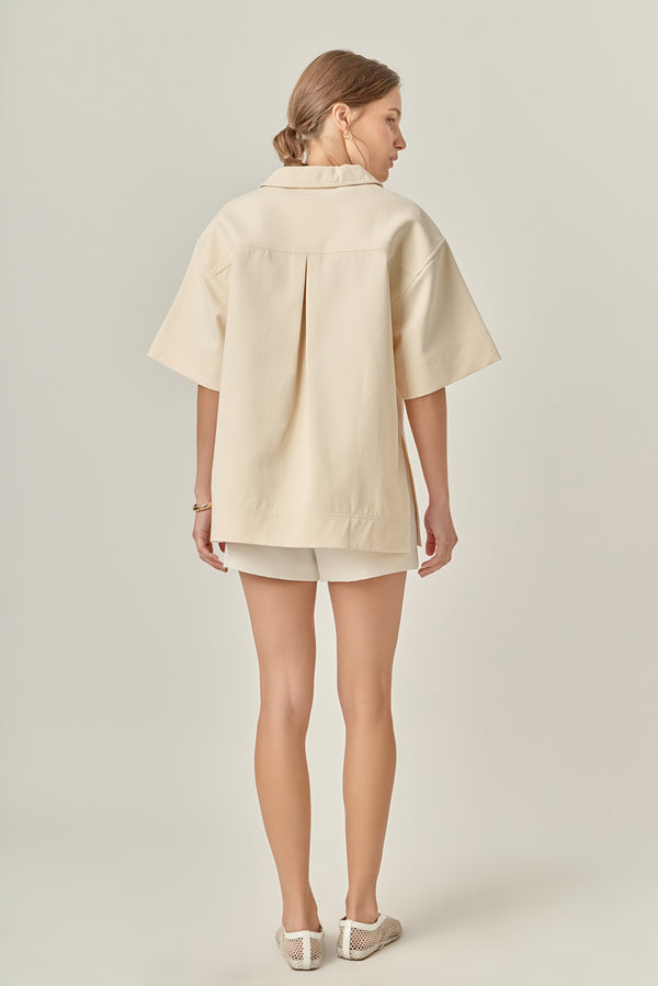 English Factory Oversized Collar Top CREAM