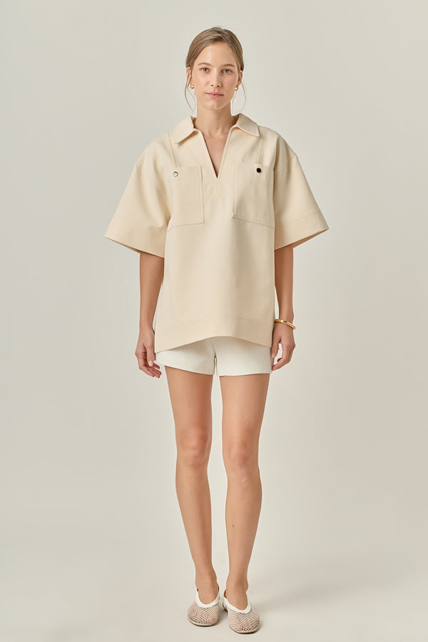 english factory Oversized Collar Top CREAM