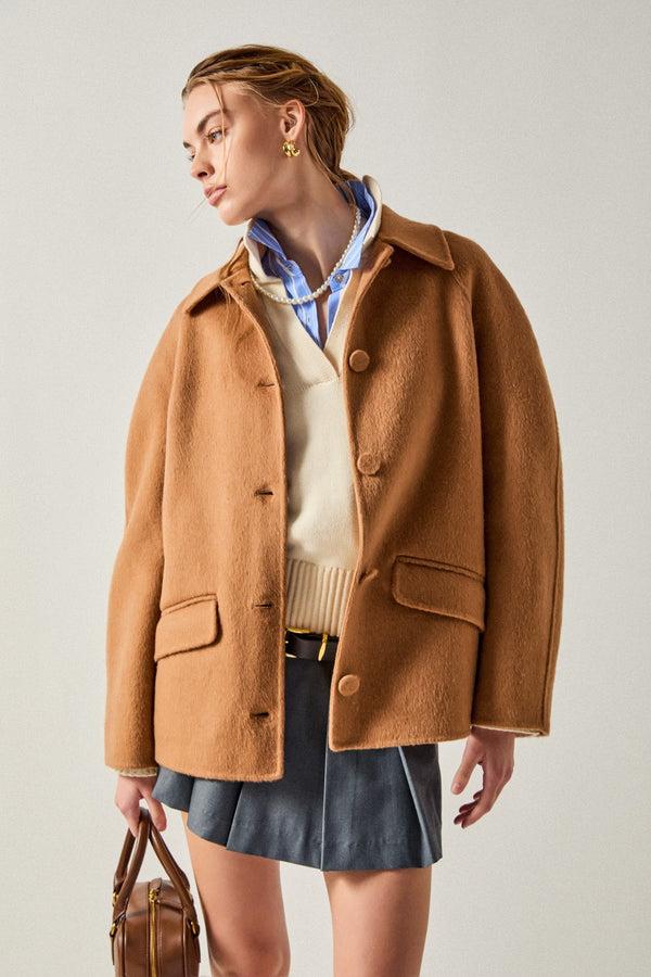 English Factory Oversized Wool Coat BROWN